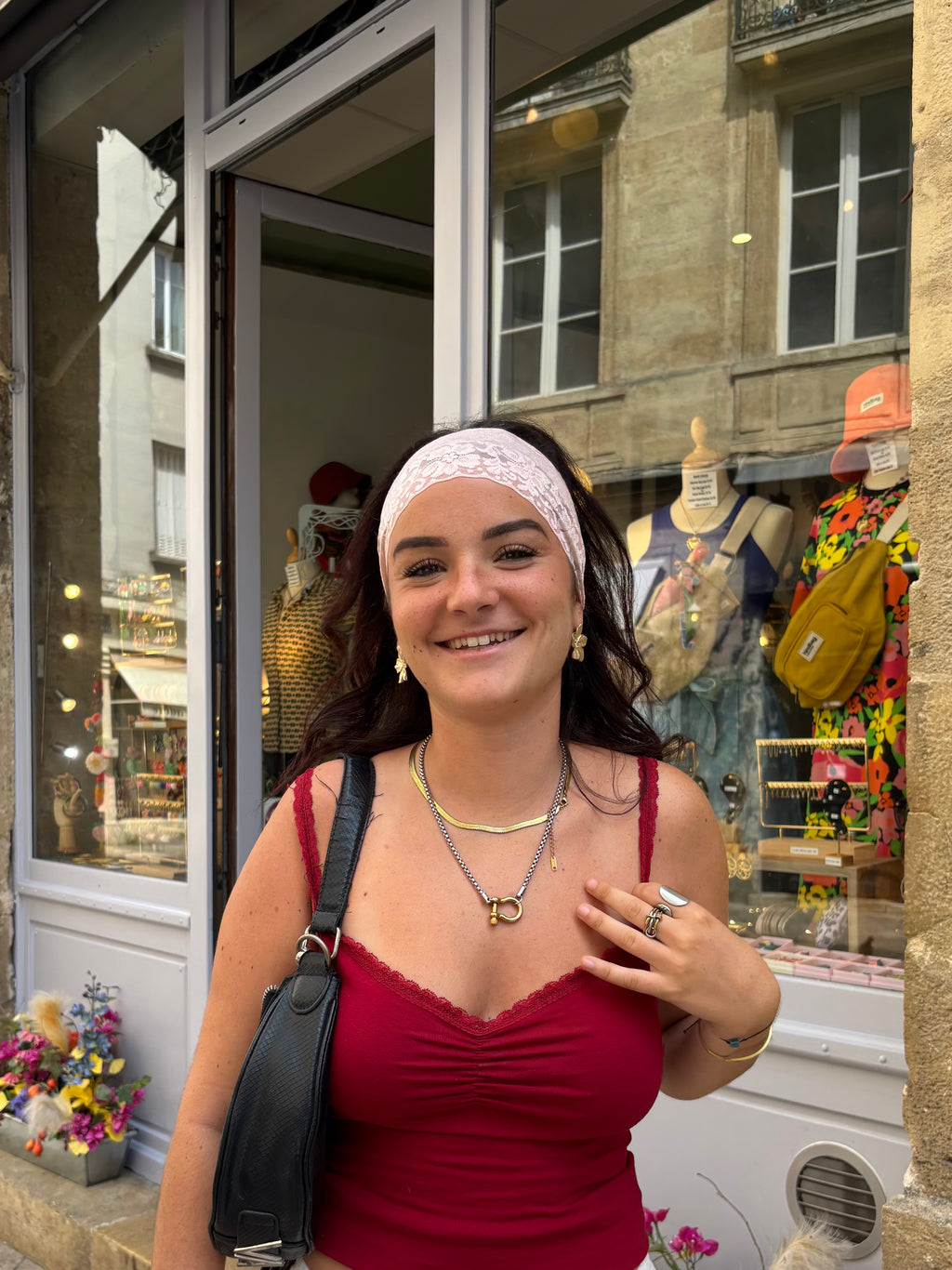 Bandeau DENTELLE ROSE PALE